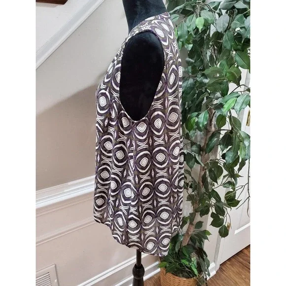 H&M Women's Multicolor 100% Polyester V-Neck Sleeveless Casual Pullover Shirt 10 - Picture 6 of 11